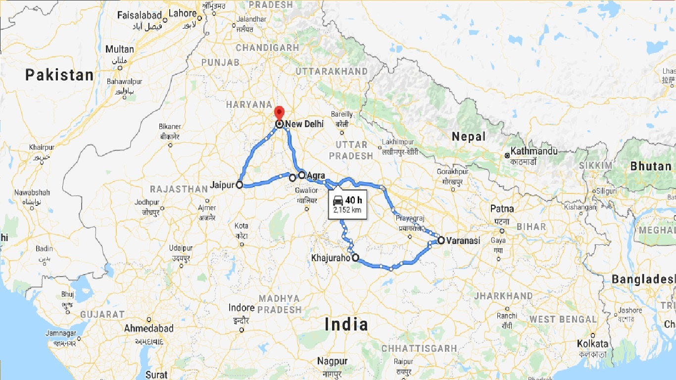 tourhub | GT India Tours | Best of North India Tour | Tour Map