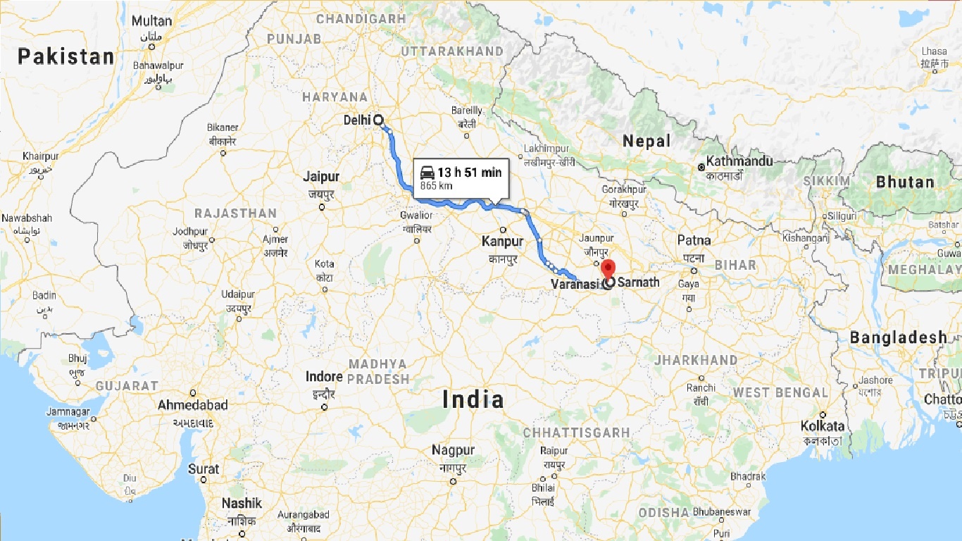 tourhub | Holidays At | Varanasi Tour from Delhi | Tour Map