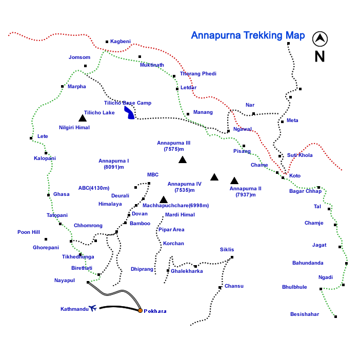 tourhub | Sherpa Expedition & Trekking | Tilicho Lake and Mesokanto La Pass Trek | Tour Map