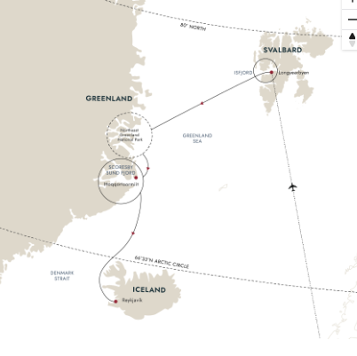 tourhub | HX Hurtigruten Expeditions | Arctic Island Odyssey - Svalbard, Greenland and Iceland | Tour Map