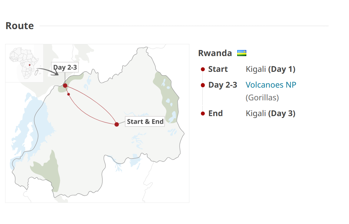 tourhub | 1000 Hills Safaris | Rwanda Gorilla & Golden Monkey with Canoe ride | Tour Map