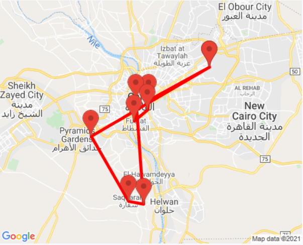 tourhub | Ancient Egypt Tours | 4 Days Top Cairo Tour (2destinations) | Tour Map