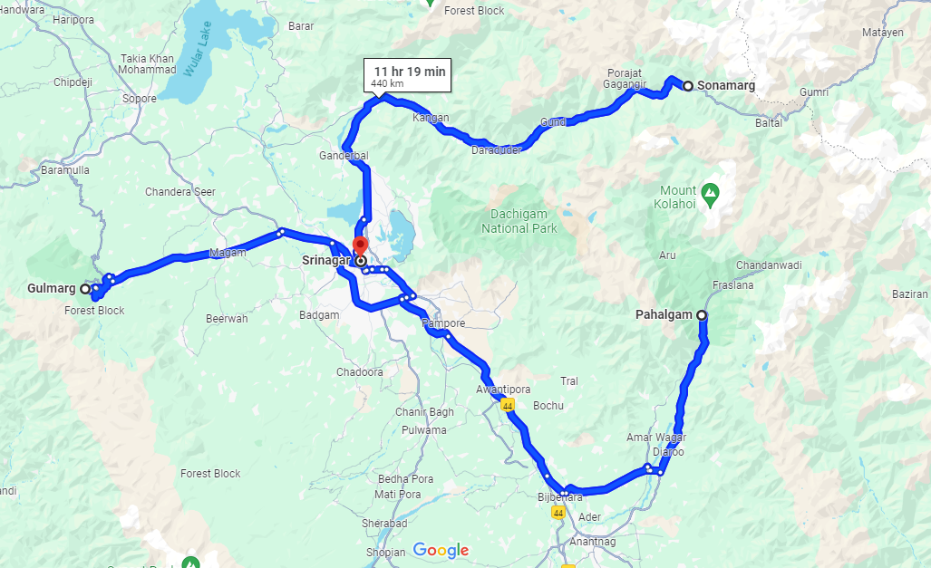 tourhub | Offbeat India Tours | 7 Days Exotic Kashmir Tour | Tour Map