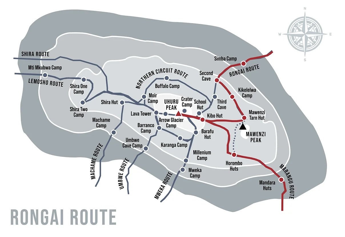tourhub | Mbega African Safaris | 6 Days Kilimanjaro Climb Rongai Route | Tour Map