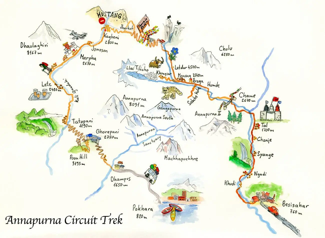 tourhub | Peregrine Treks and Tours | Annapurna Circuit Trek | Tour Map