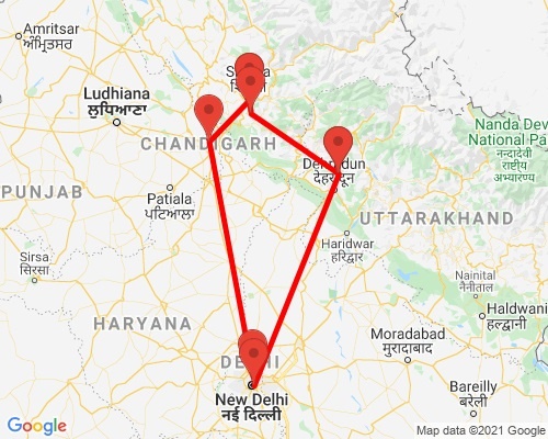 tourhub | Agora Voyages | Colonial Hill Station in North India | Tour Map