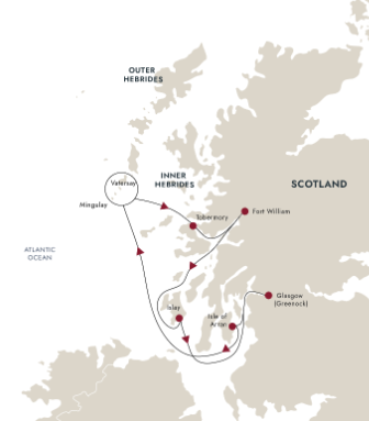 tourhub | HX Hurtigruten Expeditions | The Scottish Isles – Highlights of the Hebrides | Tour Map