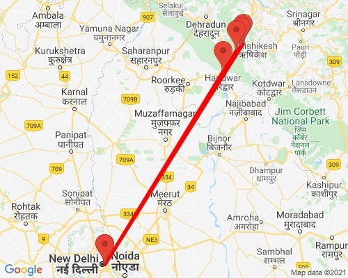 tourhub | Agora Voyages | Delhi to Haridwar & Rishikesh (3 Days by Satabdi Train) | Tour Map