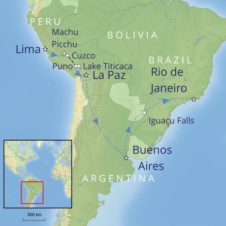 tourhub | Cox & Kings | Grand Tour of South America | Tour Map