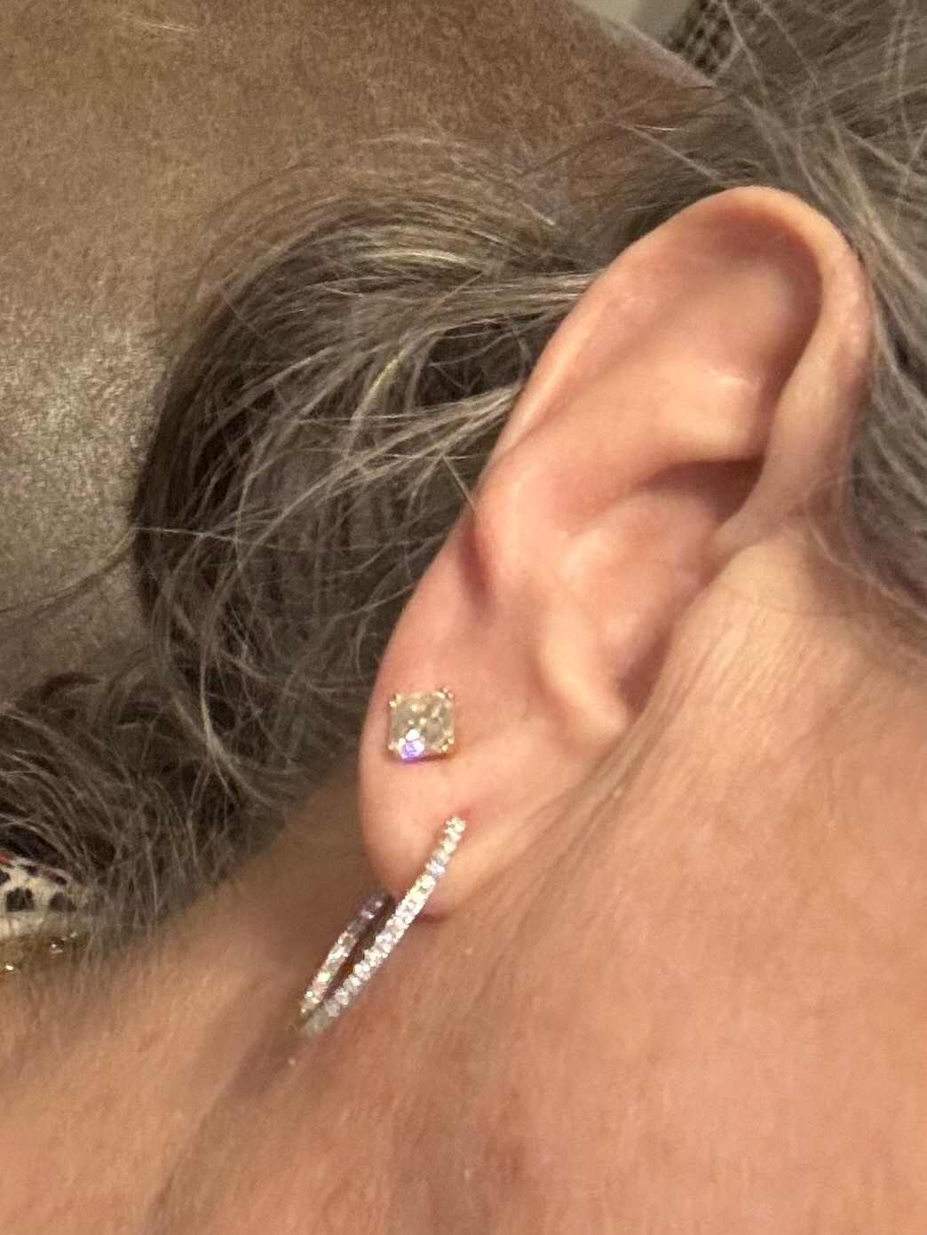 White Lab-Grown Diamond Rhodium Over Sterling Silver Hoop Earrings 