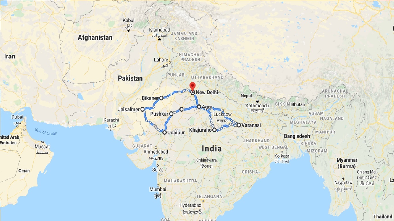 tourhub | UncleSam Holidays | In Depth North India | Tour Map