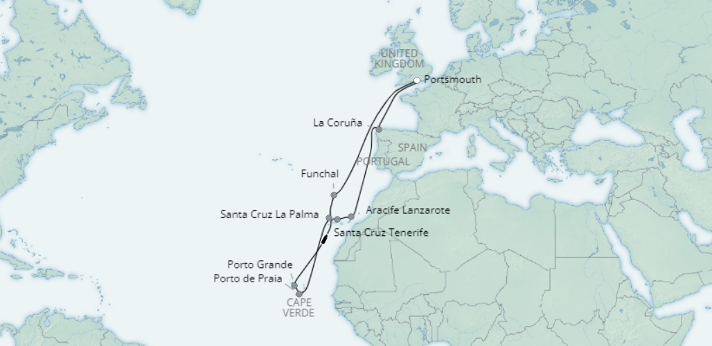tourhub | Saga Ocean Cruise | The Canaries and Cape Verde | Tour Map