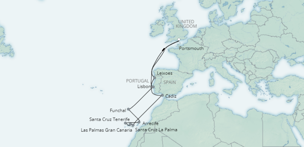 tourhub | Saga Ocean Cruise | Christmas in the Canary Islands | Tour Map