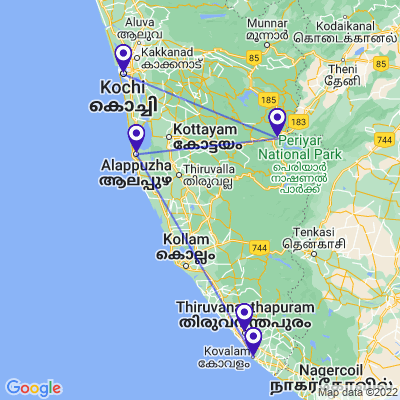 tourhub | Holidays At | Kerala Backwater With Exotic Beaches | Tour Map