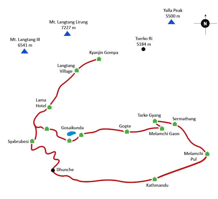 tourhub | Sherpa Expedition & Trekking | Helambu Trek | Tour Map