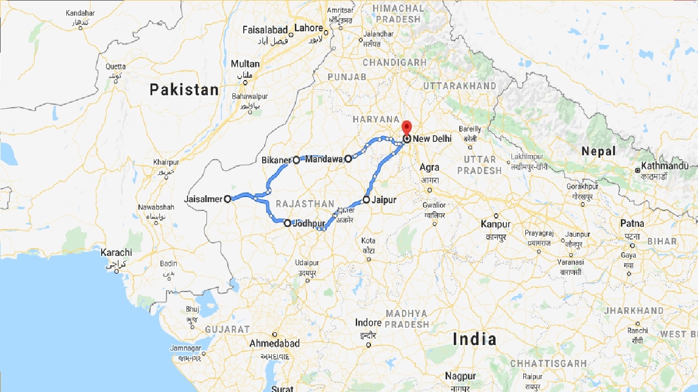 tourhub | UncleSam Holidays | Rajasthan Journey | Tour Map