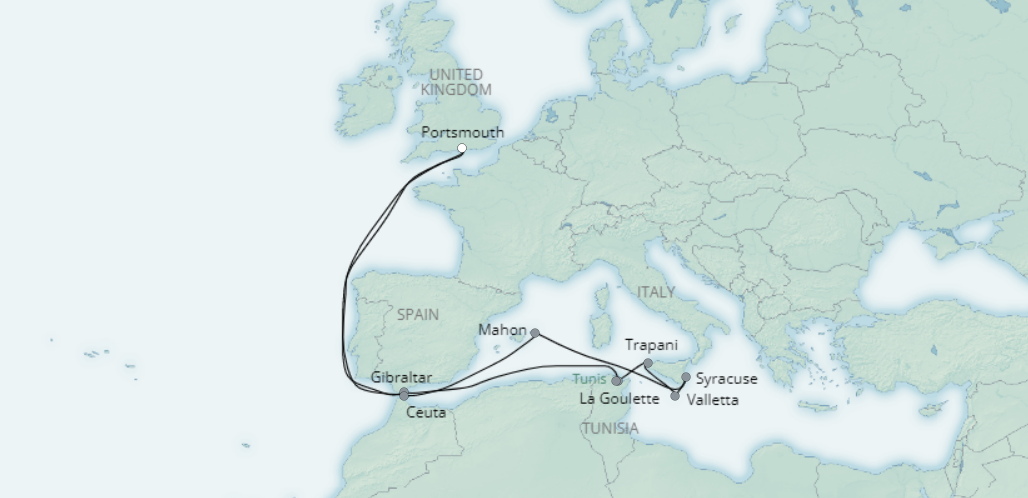 tourhub | Saga Ocean Cruise | From Sicily to the Souks | Tour Map