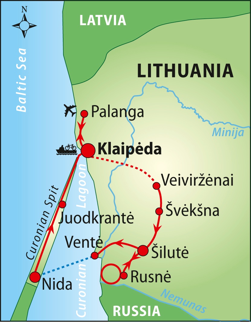 tourhub | Baltic Bike Travel | Cycling Along The Lithuanian Seaside | SG1 | Route Map