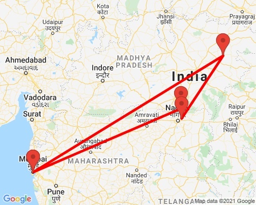 tourhub | Agora Voyages | Safaris In Central India Tour From Mumbai | Tour Map