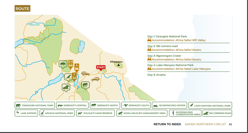 tourhub | Beach and Safari Holidays | Tanzanian Trails and Wildlife Tales: Jeep Safari Adventure | Tour Map