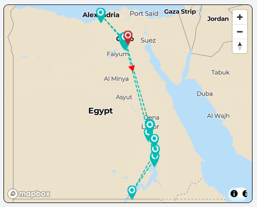 tourhub | Egypt Tours Club | 9 Day Egypt Discovery Cairo and Nile Cruise from Aswan to Luxor and Alexandria | Tour Map