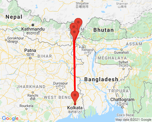 tourhub | Agora Voyages | Kolkata to Eastern Himalaya Darjeeling & Gangtok Tour | Tour Map