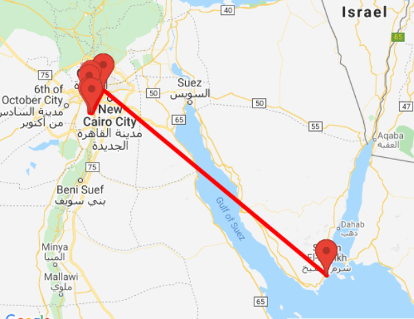 tourhub | Ancient Egypt Tours | 7 Days The Best of Cairo and Sharm El Shiekh Holiday (2 destinations) | Tour Map