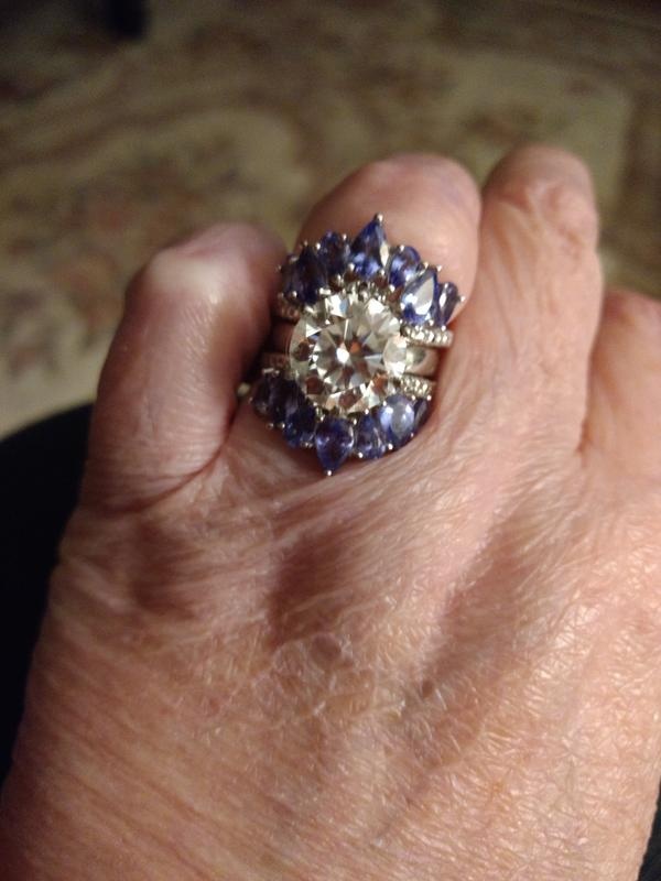 Blue tanzanite rhodium over sterling silver ring 1.70ctw - GYH064 