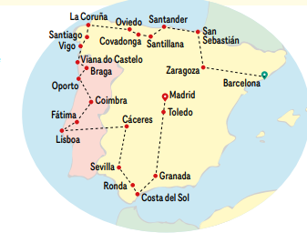 tourhub | VPT TOURS | 16 Days North Spain, Lusitania & Andalusia (Sundays) | Tour Map