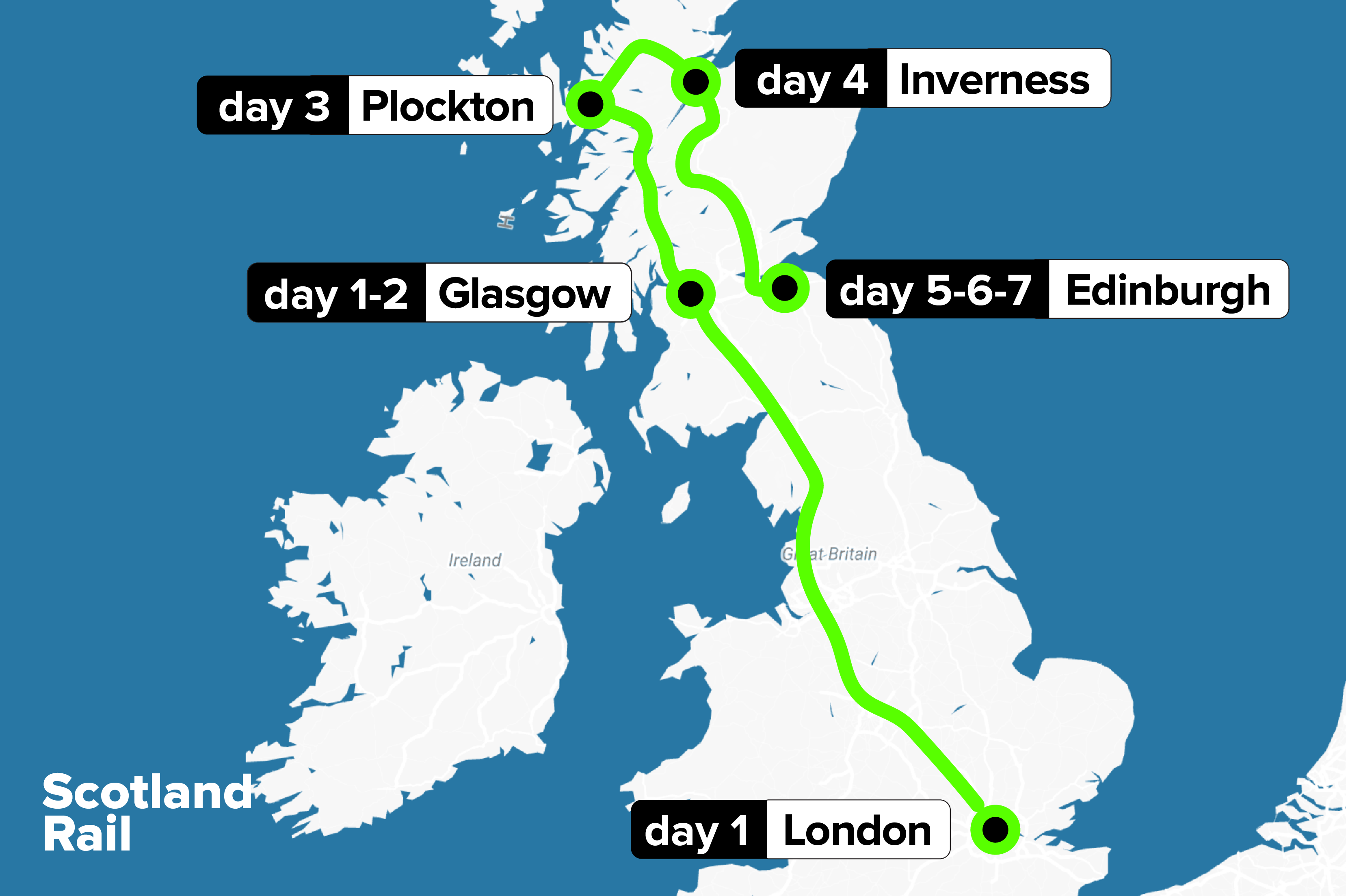 tourhub | Culture Trip | Edinburgh and the Scottish Highlands by Train | Tour Map