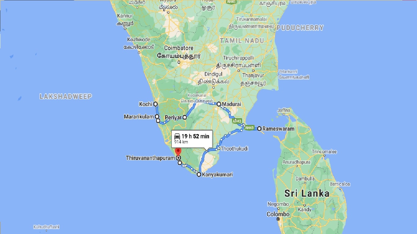 tourhub | Panda Experiences | South India Highlights | Tour Map
