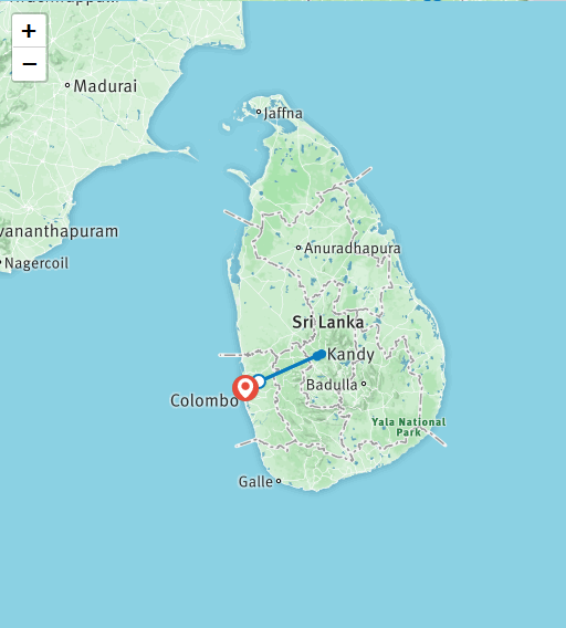 tourhub | Stelaran Holidays | Kingdom of Kandy Tour | Tour Map