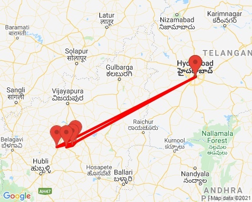 tourhub | Agora Voyages | Hyderabad to Badami Tour | Tour Map