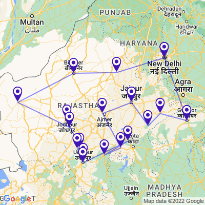 tourhub | Panda Experiences | Northern India Tour with Wildlife | Tour Map