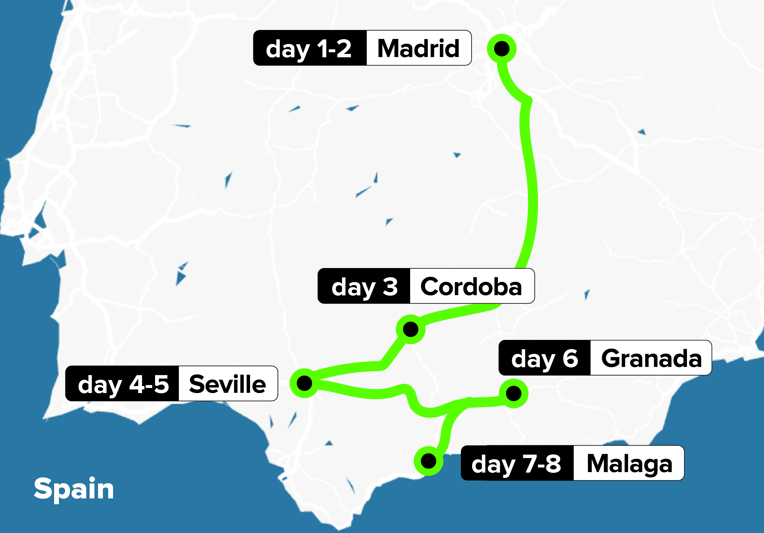 tourhub | Culture Trip | City Hopping in Spain by Train | Tour Map