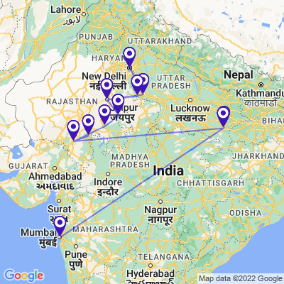 tourhub | Holidays At | Varanasi and Taj Mahal Tour | Tour Map