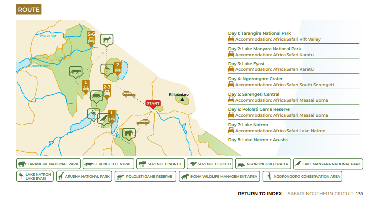 tourhub | Beach and Safari Holidays | National Parks and Natural Marvels | Tour Map