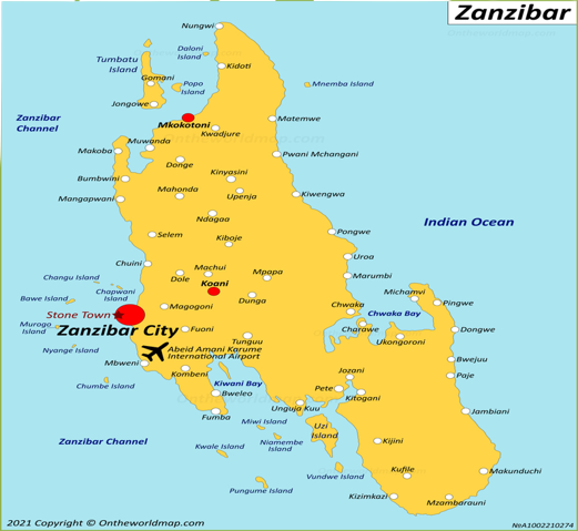 tourhub | Moipo Adventures | 3 DAYS ZANZIBAR BEACH HOLIDAY | Tour Map
