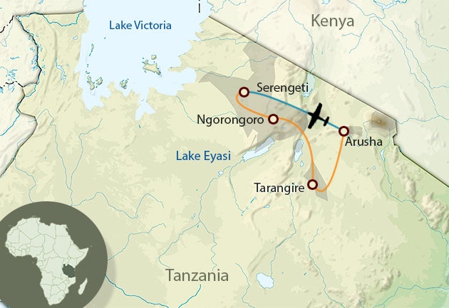 tourhub | Widerange African Safaris | 7 Days Tanzania mid-range Lodge Safari - Serengeti Migration Safari | Tour Map