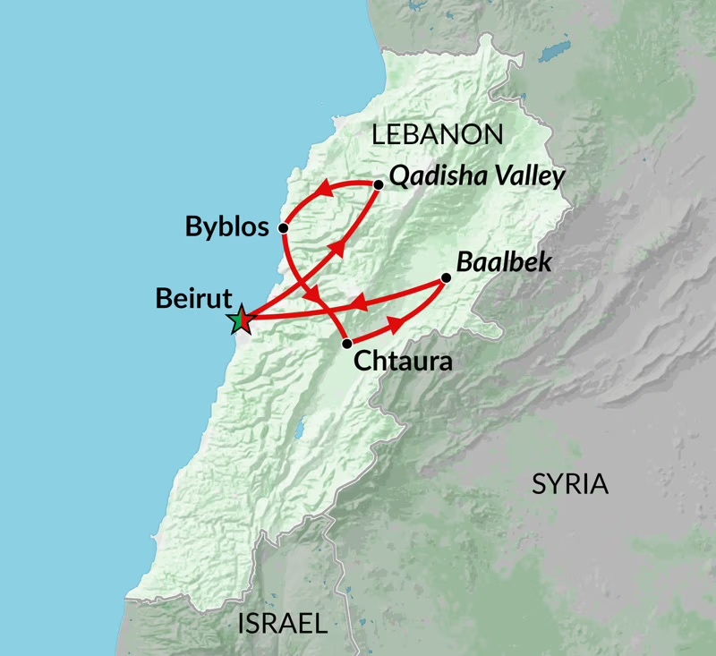 tourhub | Encounters Travel | Lebanon Express | Tour Map