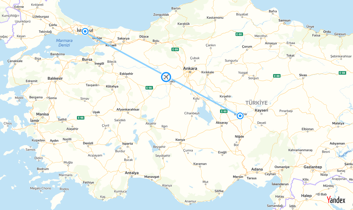 tourhub | Tour Altinkum Travel | Cappadocia Tour by plane from-to Istanbul-Three Days | Tour Map