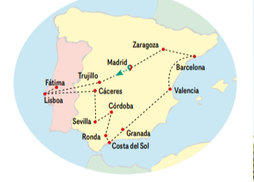 tourhub | VPT TOURS | 12 Days Portugal, Andalusia & Mediterranean Coast (Wednesday) | Tour Map