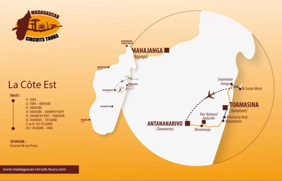 tourhub | Madagascar Circuits Tours | Madagascar East Tour | Tour Map