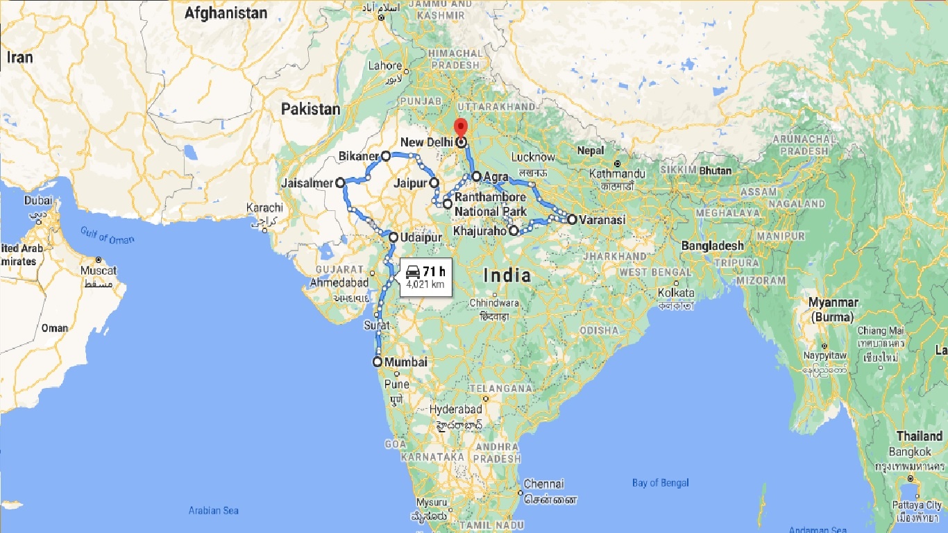 tourhub | Holidays At | North India Exclusive Tour | Tour Map