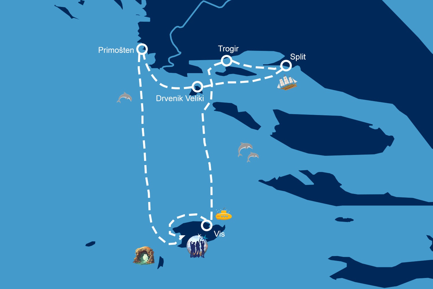 tourhub | Rhythm Travel Experience | Sailing Croatia Split - Blue Lagoon and Trogir 2024 | Tour Map