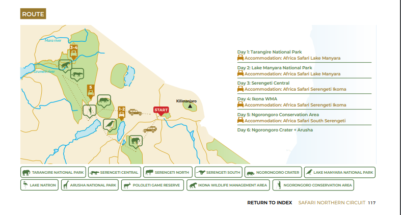 tourhub | Beach and Safari Holidays | Tanzanian Splendours: Expedition Across Iconic Reserves | Tour Map