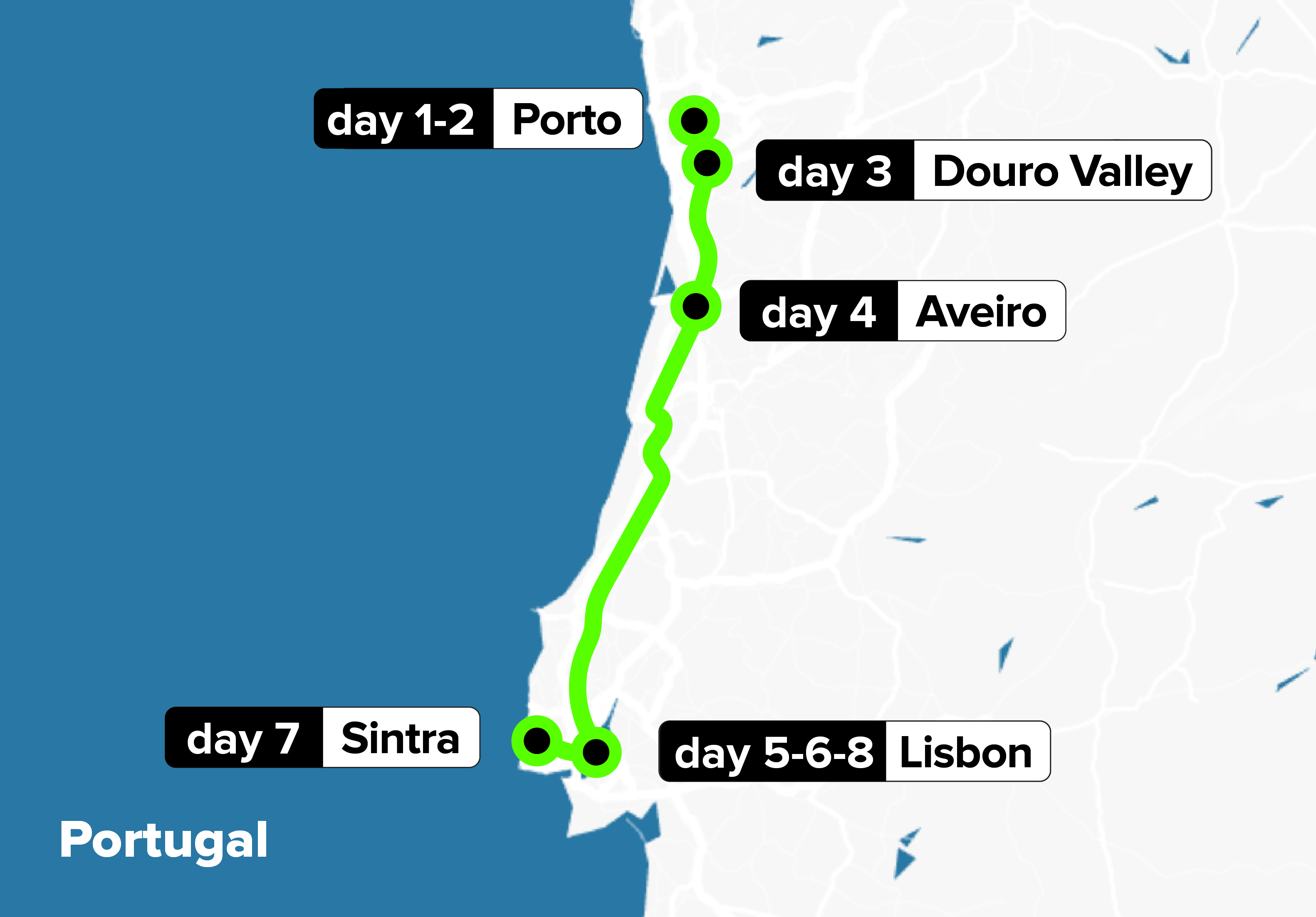 tourhub | Culture Trip | Complete Portugal by Train | Tour Map