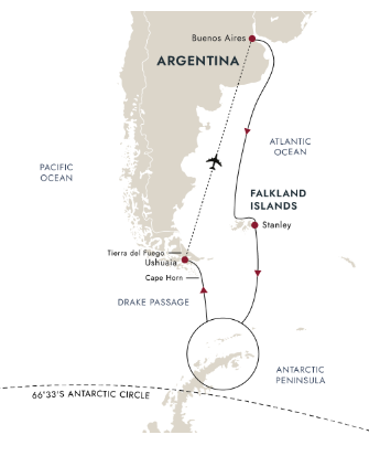tourhub | HX Hurtigruten Expeditions | Antarctica and Falklands Expedition | Southbound | Tour Map