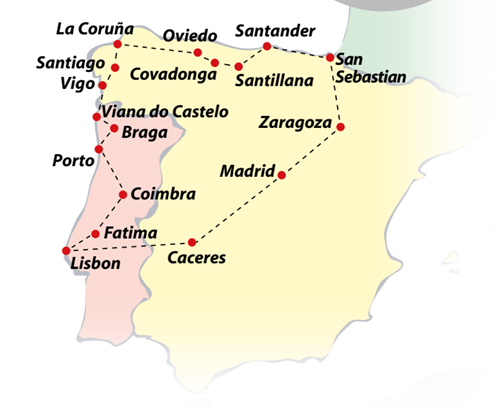 tourhub | VPT TOURS | 12 Days North of Spain & Lusitania (Sundays) | Tour Map