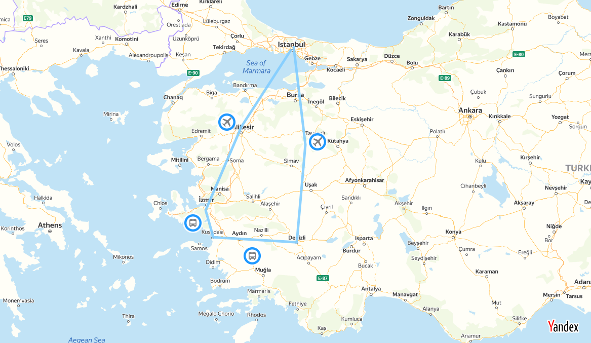tourhub | Tour Altinkum Travel | Jewel's of Turkey-Six Days | 592996 | Route Map